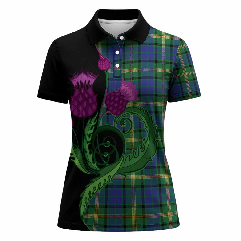 Maitland Tartan Women Polo Shirt Traditional Scottish Thistle