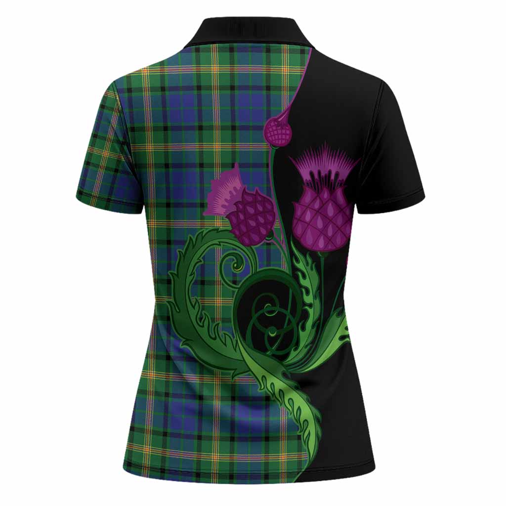 Maitland Tartan Women Polo Shirt Traditional Scottish Thistle