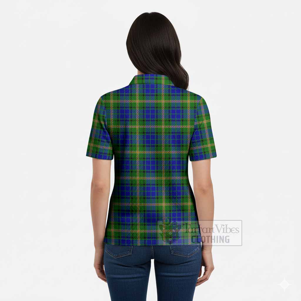 Maitland Tartan Women’s Polo Sweater Top with Family Crest