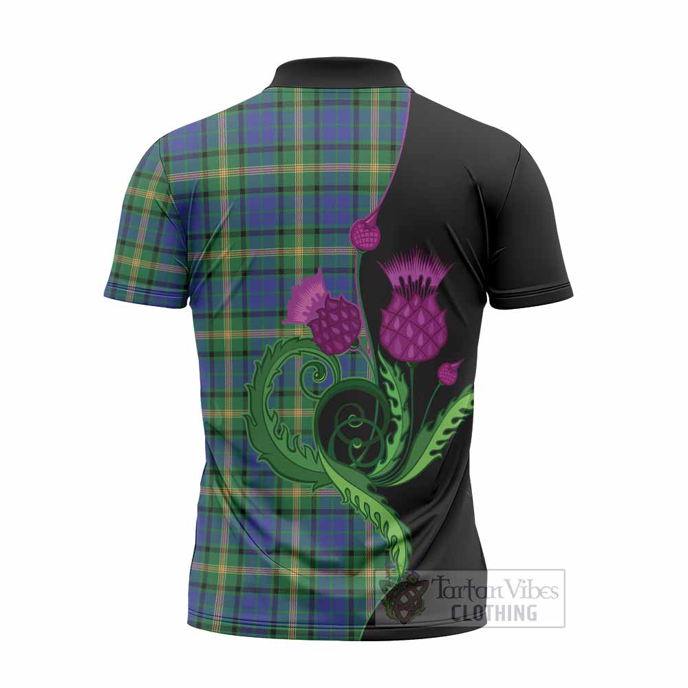 Maitland Tartan Zipper Polo Shirt Traditional Scottish Thistle