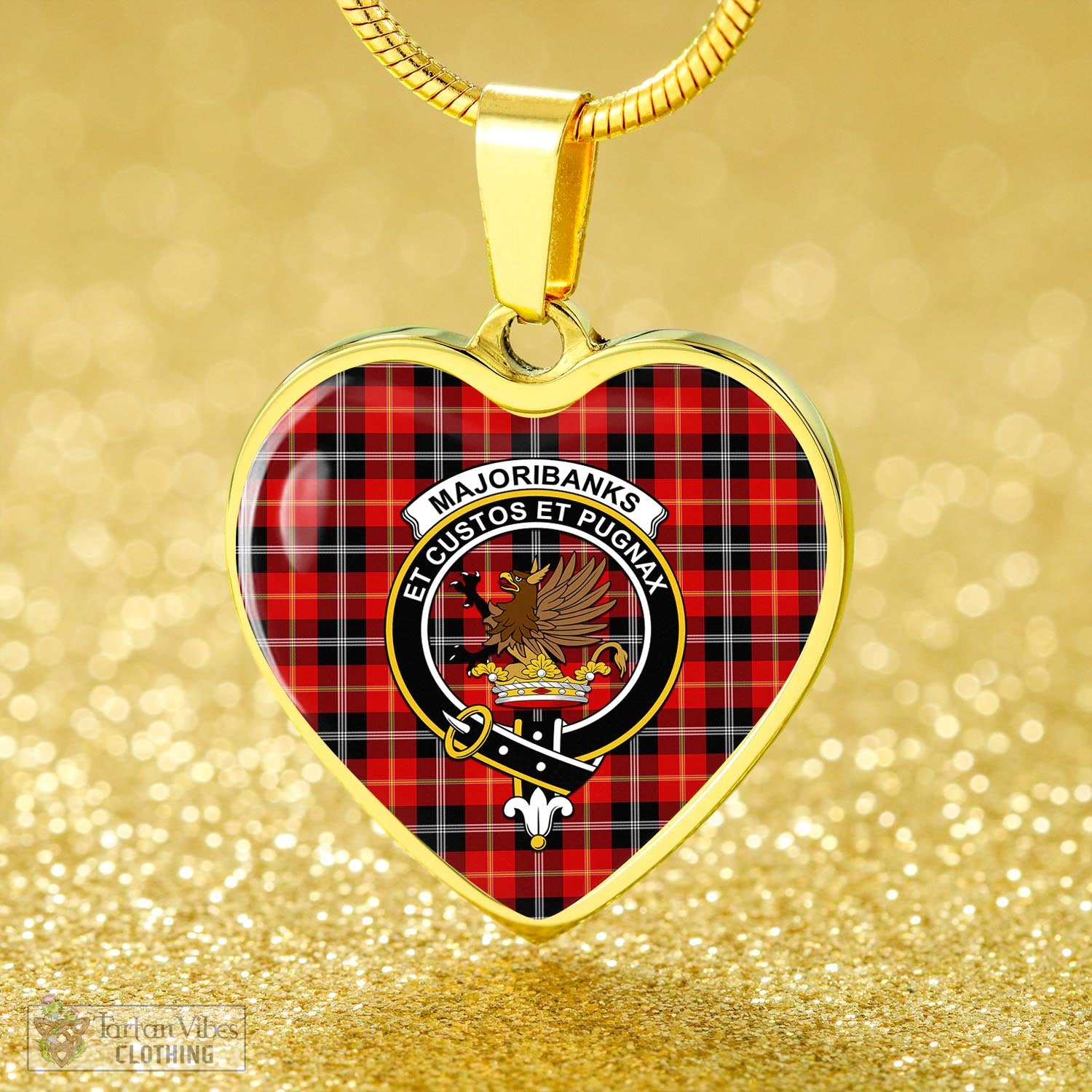 Majoribanks Tartan Heart Necklace with Family Crest - Tartan Vibes Clothing