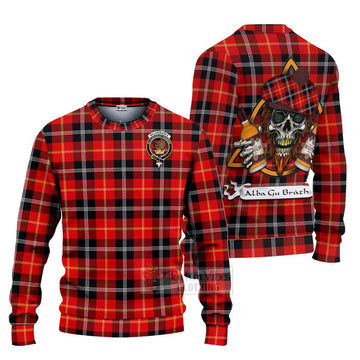 Majoribanks Tartan Ugly Sweater with Family Crest and Bearded Skull Holding Bottles of Whiskey Unisex - Tartan Vibes Clothing