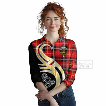 Majoribanks Tartan Women's Casual Shirt with Family Crest and Celtic Symbol Style Female - Tartan Vibes Clothing