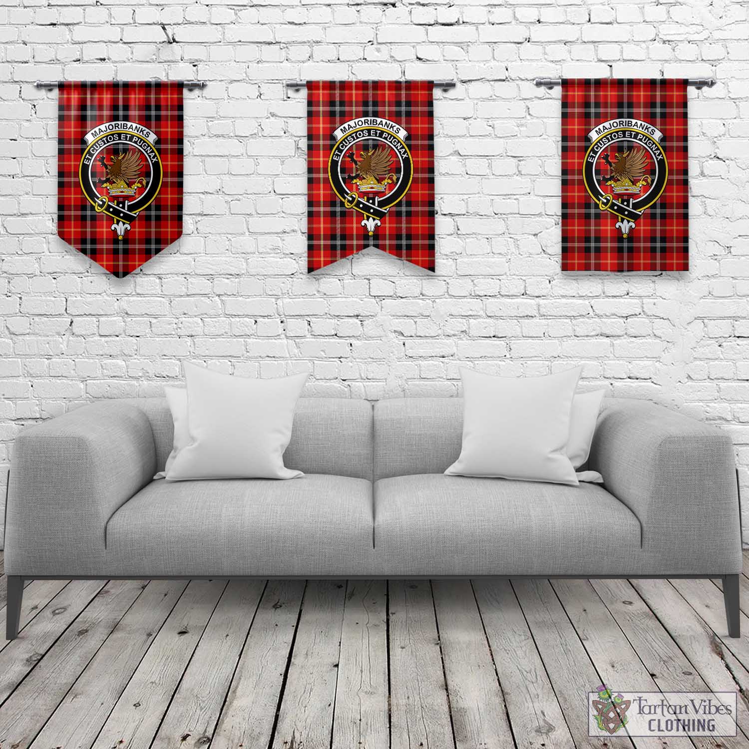 Majoribanks Tartan Gonfalon, Tartan Banner with Family Crest Rectangle - Tartan Vibes Clothing