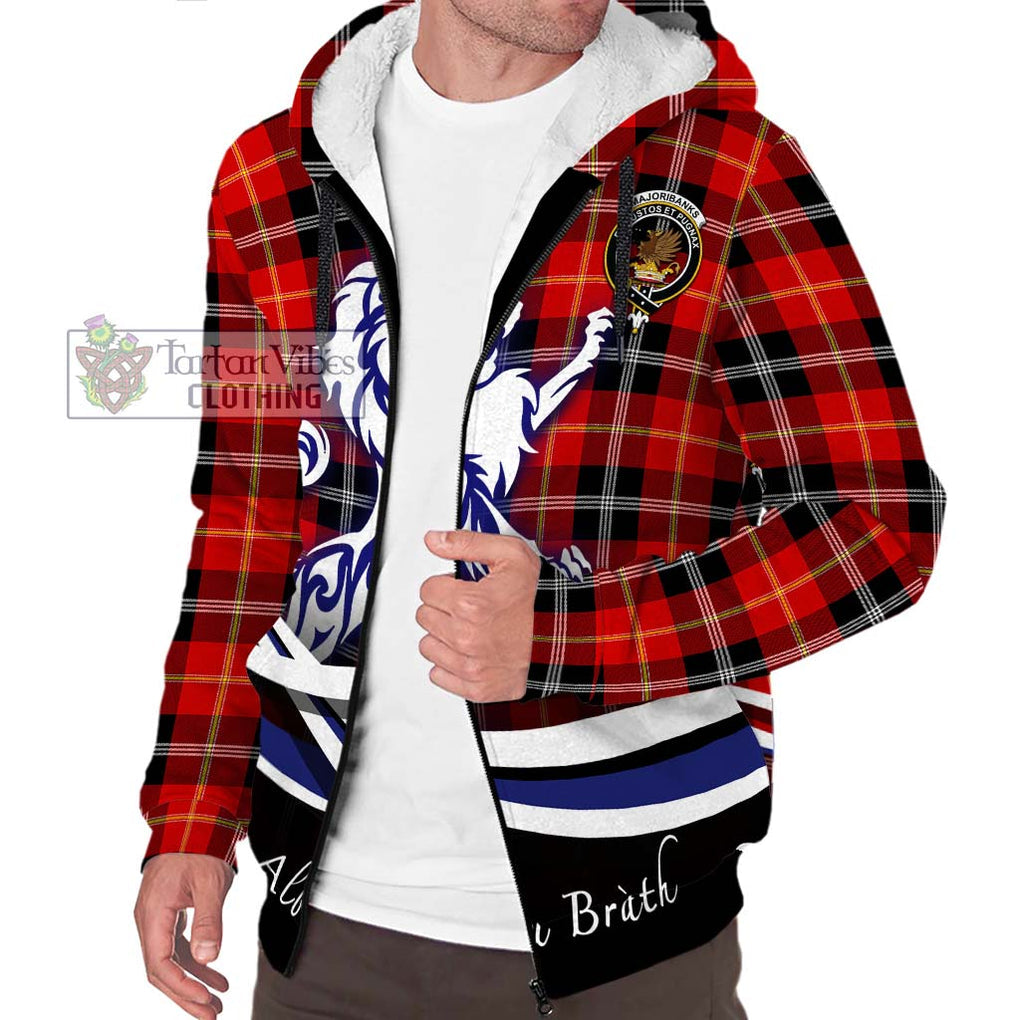 Majoribanks Tartan Sherpa Hoodie with Alba Gu Brath Regal Lion Emblem Unisex S - Tartan Vibes Clothing