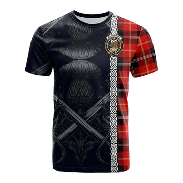 Majoribanks Tartan Cotton T-shirt with Family Crest Cross Sword Thistle Celtic Vibes