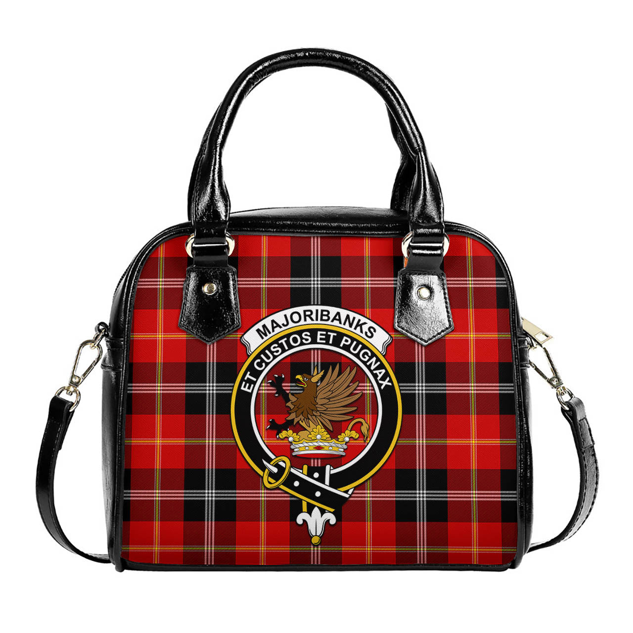 Majoribanks Tartan Shoulder Handbags with Family Crest One Size 9*21*24 cm (3.54*8.27*9.45 inches) - Tartan Vibes Clothing