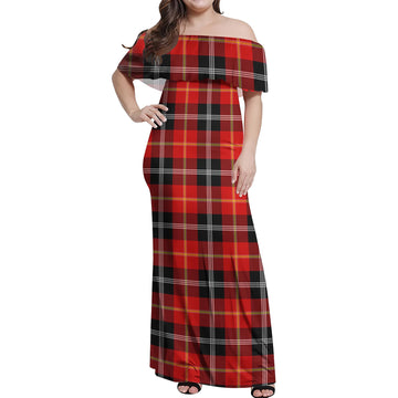 Majoribanks Tartan Off Shoulder Long Dress Women's Dress - Tartan Vibes Clothing