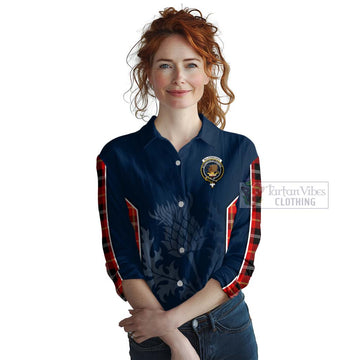Tartan Vibes Clothing Majoribanks Tartan Women's Casual Shirt with Family Crest and Scottish Thistle Vibes Sport Style