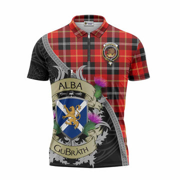 Majoribanks Tartan Family Crest Zipper Polo Shirt Lion Rampant Royal Thistle Shield Celtic Inspired Unisex - Tartan Vibes Clothing