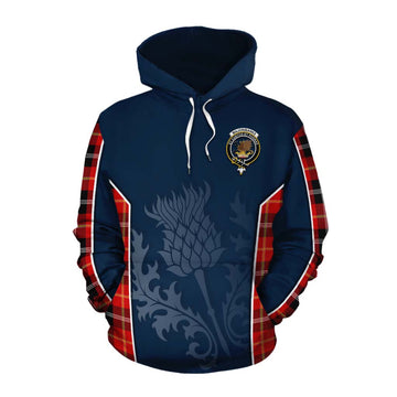 Tartan Vibes Clothing Majoribanks Tartan Cotton Hoodie with Family Crest and Scottish Thistle Vibes Sport Style