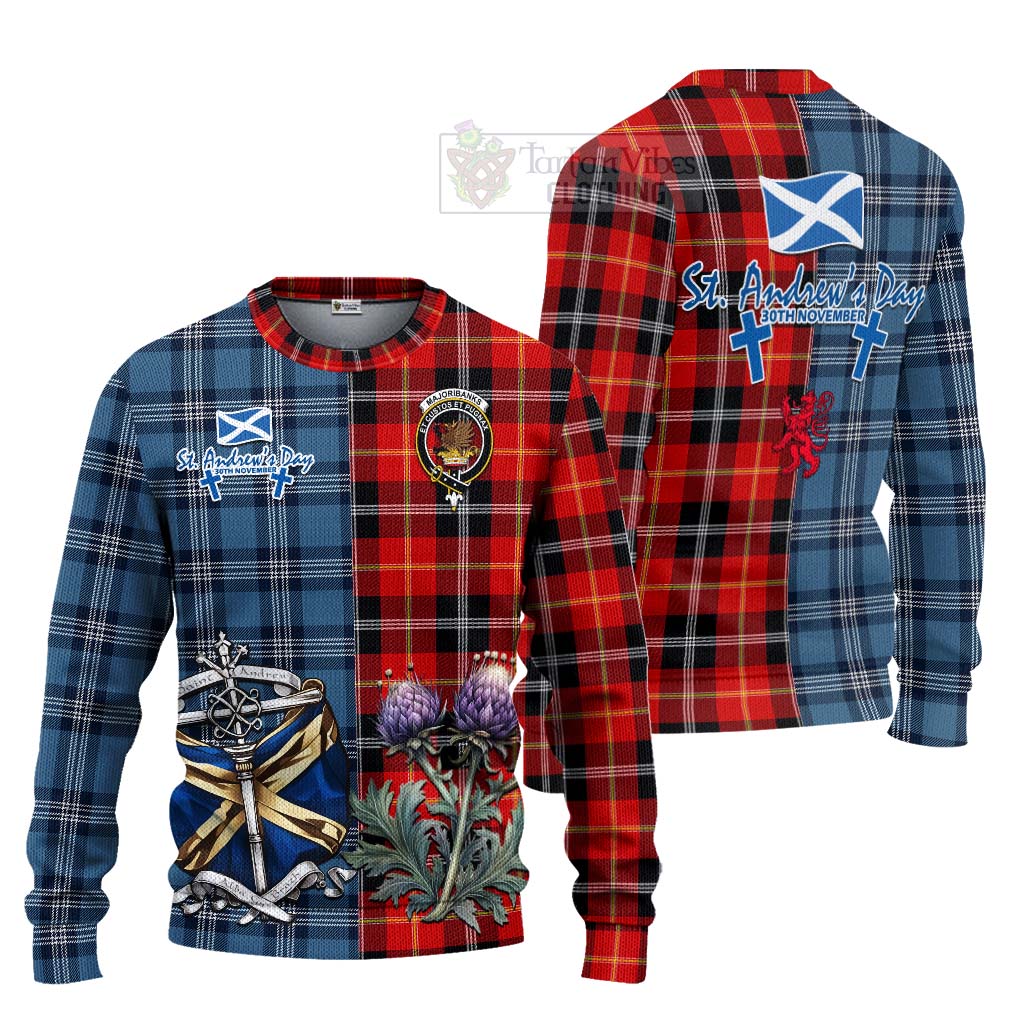Majoribanks Tartan Knitted Sweater Happy St. Andrew's Day Half Tartan Style Unisex - Tartan Vibes Clothing