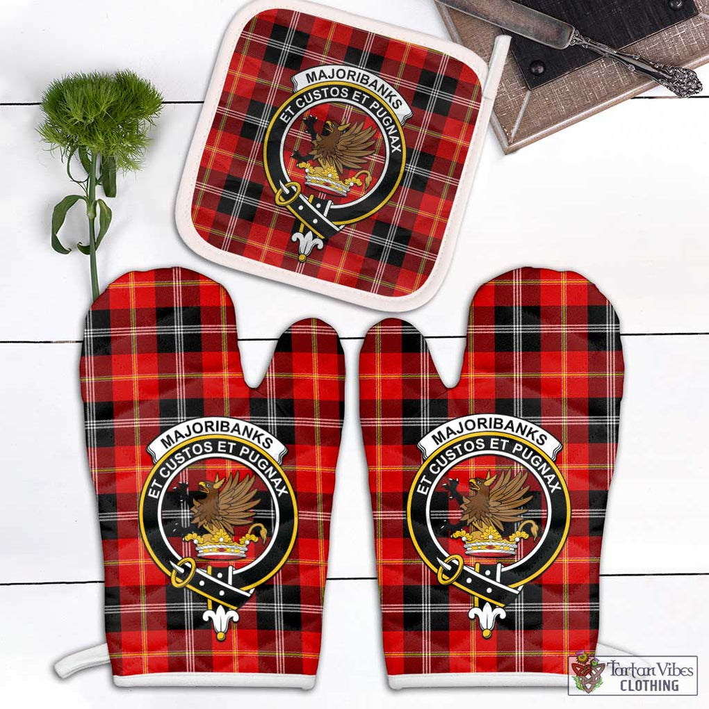 Majoribanks Tartan Combo Oven Mitt & Pot-Holder with Family Crest White - Tartan Vibes Clothing