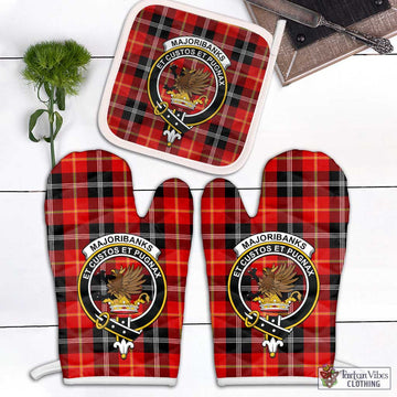 Majoribanks Tartan Combo Oven Mitt & Pot-Holder with Family Crest Combo 2 Oven Mitt & 1 Pot-Holder Black - Tartan Vibes Clothing