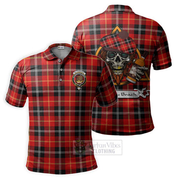 Majoribanks Tartan Polo Shirt with Family Crest and Bearded Skull Holding Bottles of Whiskey Kid - Tartan Vibes Clothing
