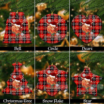 Majoribanks Tartan Christmas Ceramic Ornaments with Twinkle Highland Cattle Ceramic - Tartan Vibes Clothing