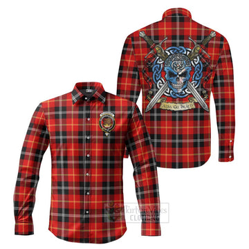 Majoribanks Tartan Long Sleeve Button Shirt with Family Crest Celtic Skull Style Men's Shirt S - Tartan Vibes Clothing