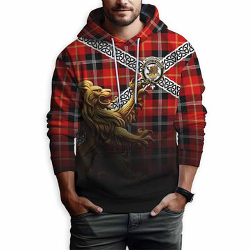 Tartan Vibes Clothing Majoribanks Crest Tartan Hoodie with Golden Lion Emblem Celtic Style