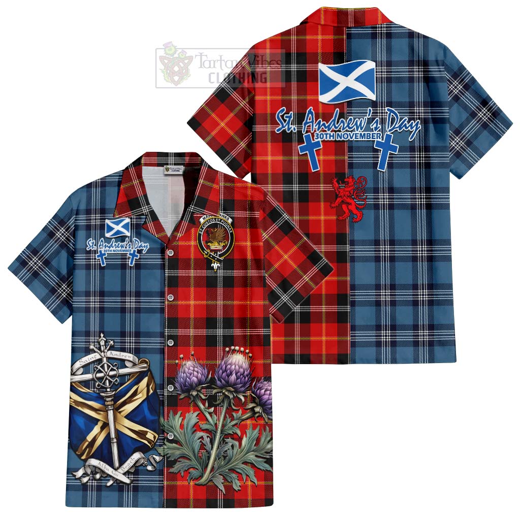 Majoribanks Tartan Hawaiian Shirt Happy St. Andrew's Day Half Tartan Style Kid - Tartan Vibes Clothing