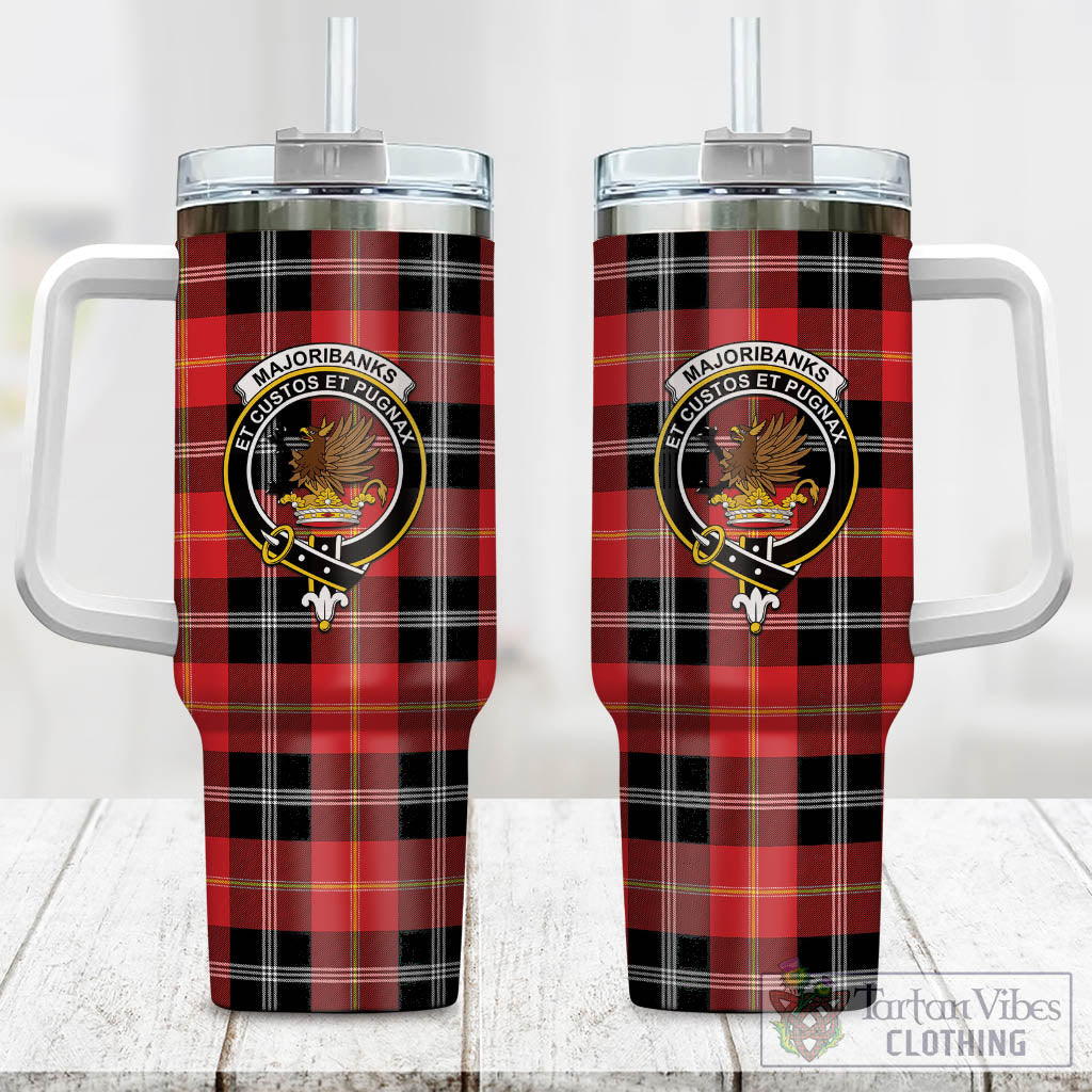 Majoribanks Tartan Tumbler with Handle with Family Crest One Size 40 OZ - Tartan Vibes Clothing