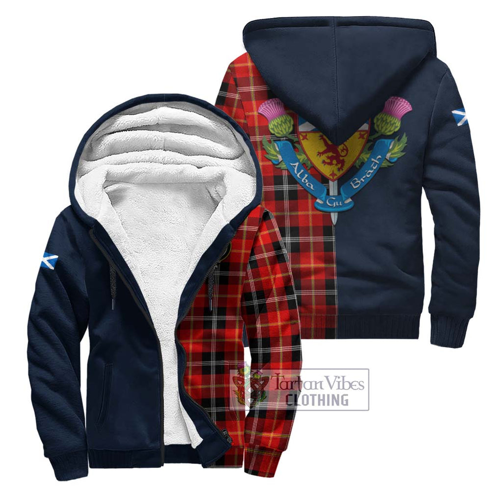 Majoribanks Tartan Sherpa Hoodie Alba with Scottish Lion Royal Arm Half Style Unisex S - Tartan Vibes Clothing