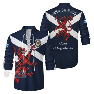 Majoribanks Tartan Lion Rampant Ghillie Kilt Shirt Proudly Display Your Heritage with Alba Gu Brath and Clan Name Men - Tartan Vibes Clothing