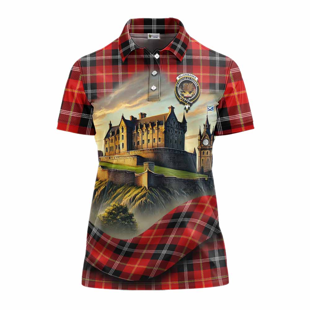 Majoribanks Tartan Family Crest Women's Polo Shirt with Scottish Ancient Castle Style Women - Tartan Vibes Clothing