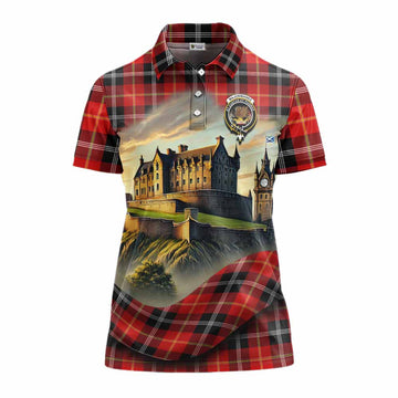 Majoribanks Tartan Family Crest Women's Polo Shirt with Scottish Ancient Castle Style Women - Tartan Vibes Clothing
