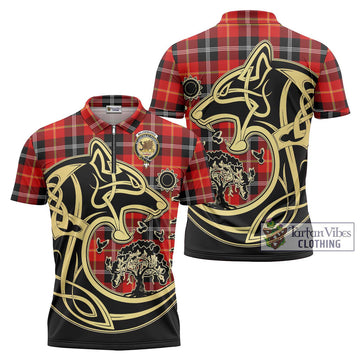 Majoribanks Tartan Zipper Polo Shirt with Family Crest Celtic Wolf Style Unisex - Tartan Vibes Clothing