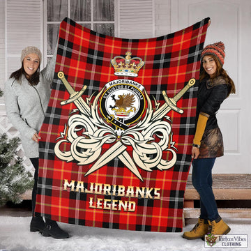 Majoribanks Tartan Blanket with Clan Crest and the Golden Sword of Courageous Legacy X-Large 59 x 79 inches 150 x 200 cm - Tartan Vibes Clothing