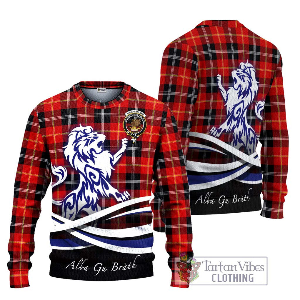 Majoribanks Tartan Ugly Sweater with Alba Gu Brath Regal Lion Emblem Unisex - Tartan Vibes Clothing