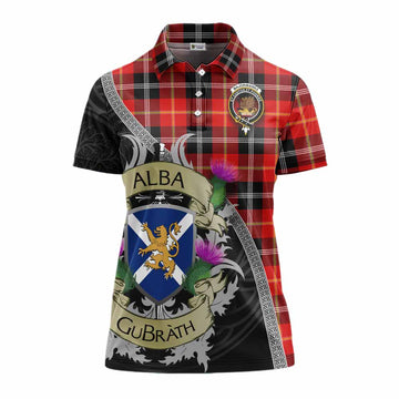 Majoribanks Tartan Family Crest Women's Polo Shirt Lion Rampant Royal Thistle Shield Celtic Inspired Women - Tartan Vibes Clothing