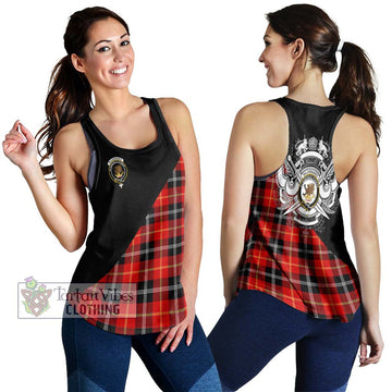 Majoribanks Tartan Women's Racerback Tanks with Family Crest and Military Logo Style 4XL - Tartan Vibes Clothing