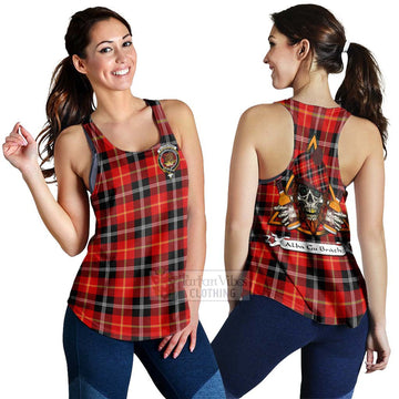 Majoribanks Tartan Women's Racerback Tanks with Family Crest and Bearded Skull Holding Bottles of Whiskey 4XL - Tartan Vibes Clothing