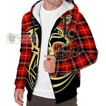 Majoribanks Tartan Sherpa Hoodie with Family Crest Celtic Wolf Style Unisex S - Tartan Vibes Clothing