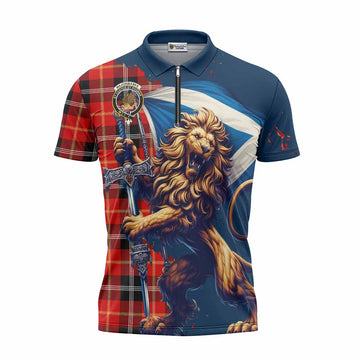 Majoribanks Tartan Family Crest Zipper Polo Shirt with Scottish Majestic Lion Unisex - Tartan Vibes Clothing