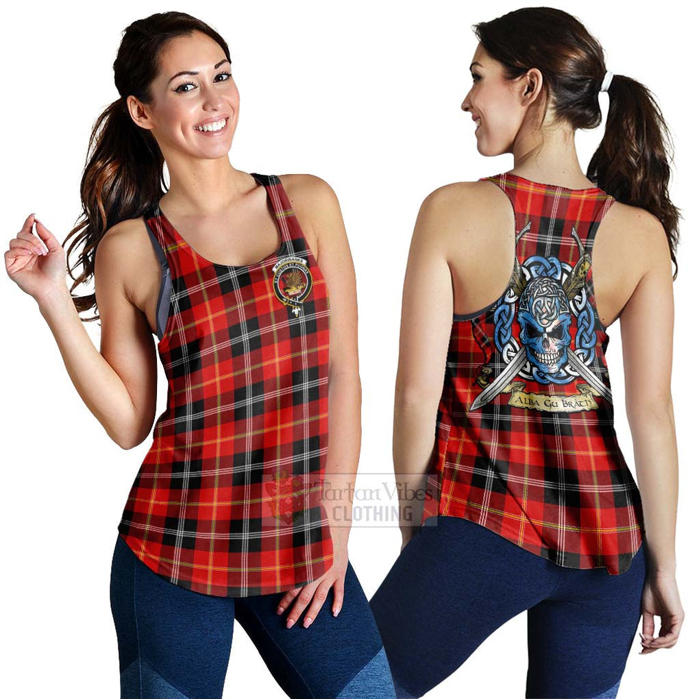 Majoribanks Tartan Women's Racerback Tanks with Family Crest Celtic Skull Style 4XL - Tartan Vibes Clothing