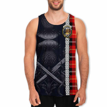 Majoribanks Tartan Men's Tank Top with Family Crest Cross Sword Thistle Celtic Vibes Men - Tartan Vibes Clothing