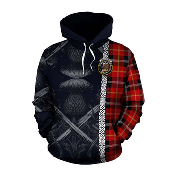 Majoribanks Tartan Cotton Hoodie with Family Crest Cross Sword Thistle Celtic Vibes Pullover Hoodie XS - Tartan Vibes Clothing