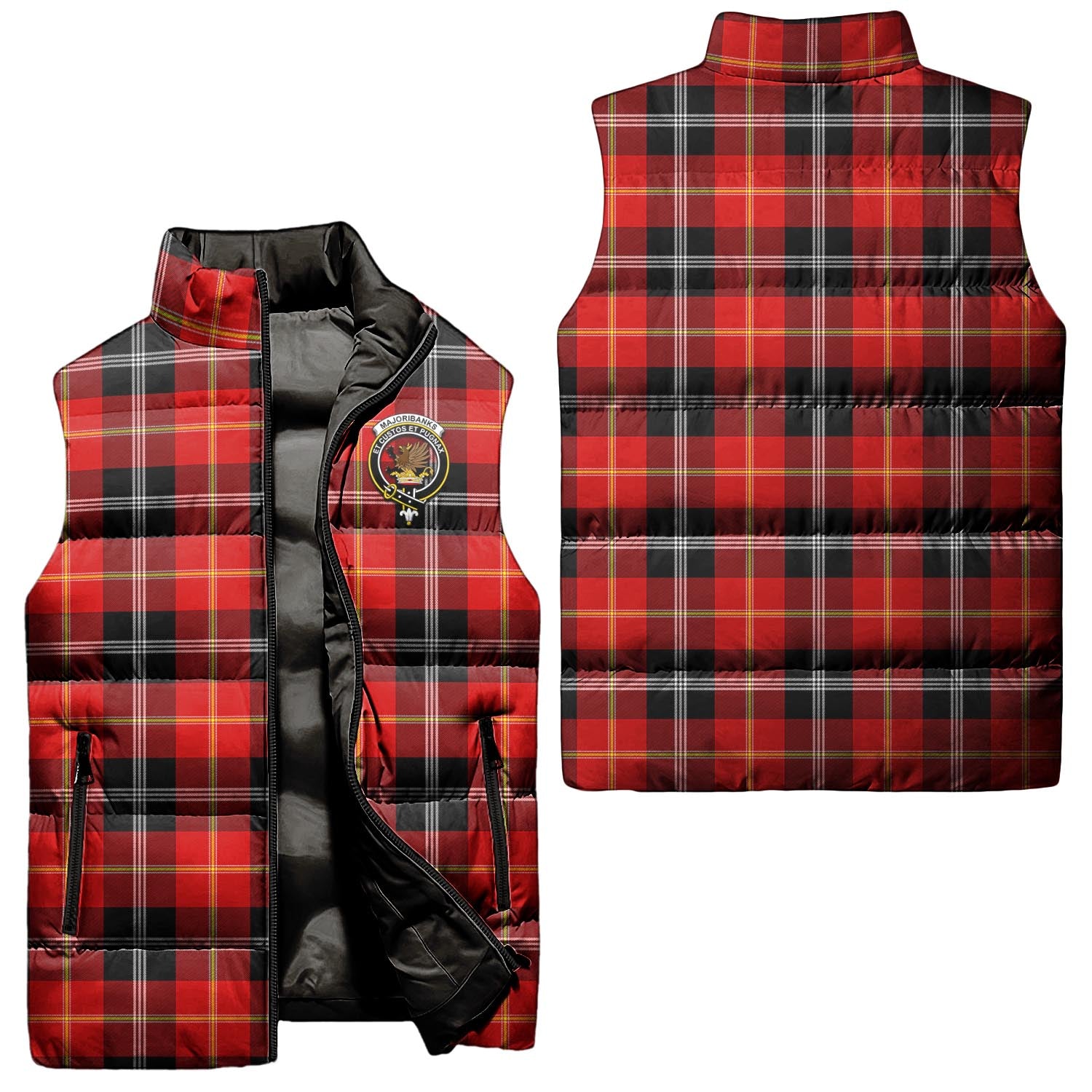 Majoribanks Tartan Sleeveless Puffer Jacket with Family Crest Unisex - Tartan Vibes Clothing