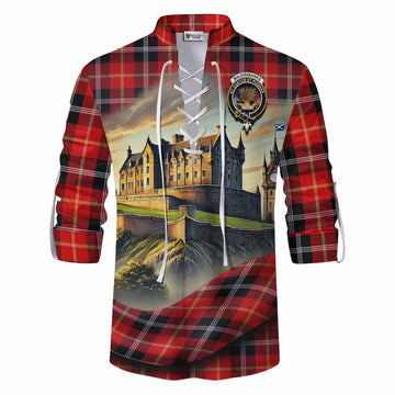 Majoribanks Tartan Family Crest Ghillie Kilt Shirt with Scottish Ancient Castle Style Men - Tartan Vibes Clothing