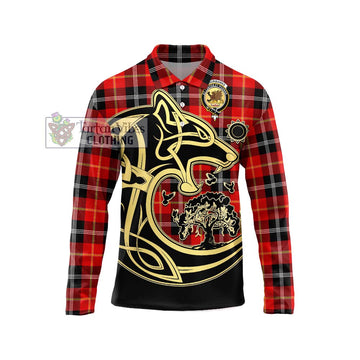 Majoribanks Tartan Long Sleeve Polo Shirt with Family Crest Celtic Wolf Style Unisex - Tartan Vibes Clothing