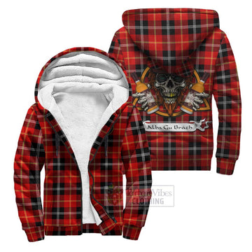 Majoribanks Tartan Sherpa Hoodie with Family Crest and Bearded Skull Holding Bottles of Whiskey Unisex S - Tartan Vibes Clothing