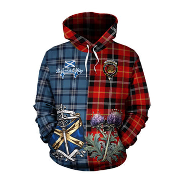 Majoribanks Tartan Cotton Hoodie Happy St. Andrew's Day Half Tartan Style Pullover Hoodie XS - Tartan Vibes Clothing