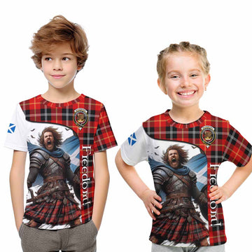 Tartan Vibes Clothing Majoribanks Crest Tartan Kid T-Shirt Inspired by the Freedom of Scottish Warrior