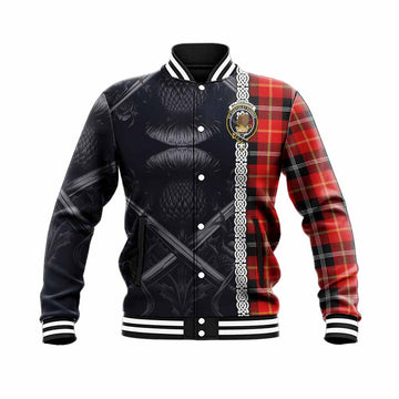 Majoribanks Tartan Baseball Jacket with Family Crest Cross Sword Thistle Celtic Vibes Unisex - Tartan Vibes Clothing