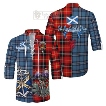 Majoribanks Tartan Ghillie Kilt Shirt Happy St. Andrew's Day Half Tartan Style Men - Tartan Vibes Clothing