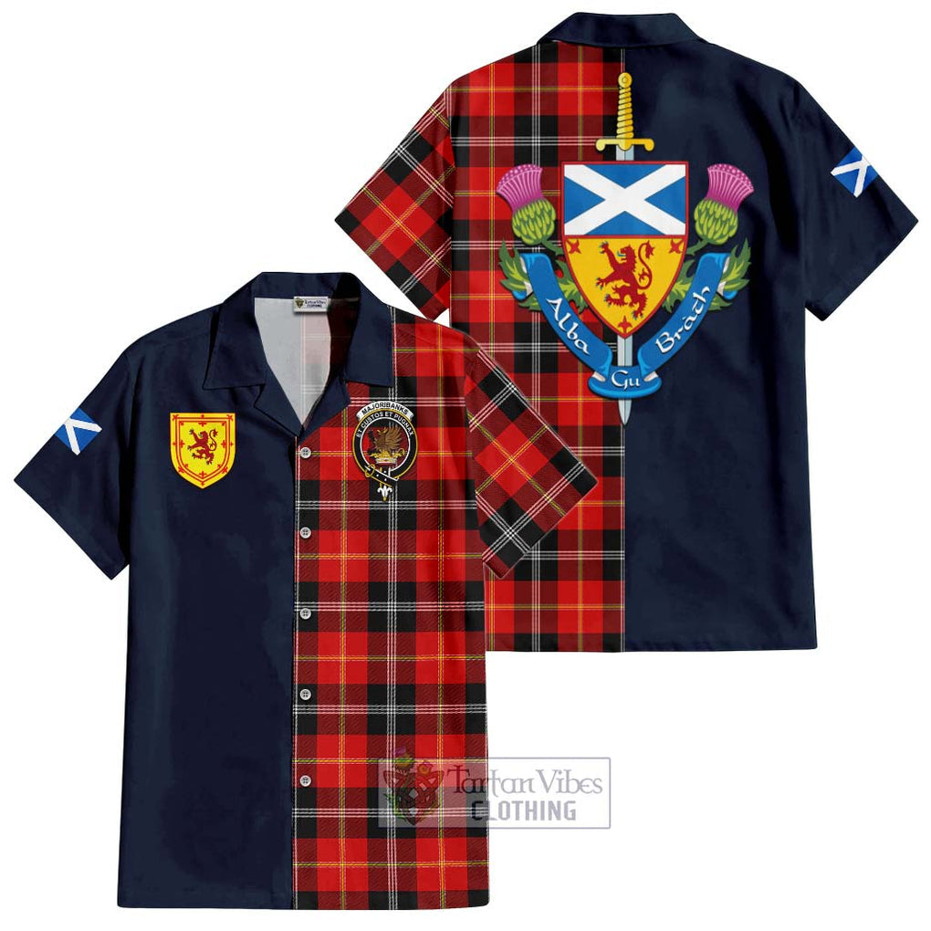 Majoribanks Tartan Hawaiian Shirt Alba with Scottish Lion Royal Arm Half Style Kid - Tartan Vibes Clothing