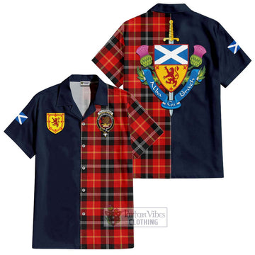 Majoribanks Tartan Hawaiian Shirt Alba with Scottish Lion Royal Arm Half Style Kid - Tartan Vibes Clothing