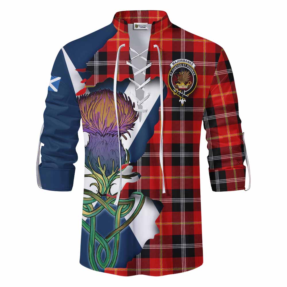 Majoribanks Tartan Family Crest Ghillie Kilt Shirt Scottish Thistle Celtic Inspired Men - Tartan Vibes Clothing